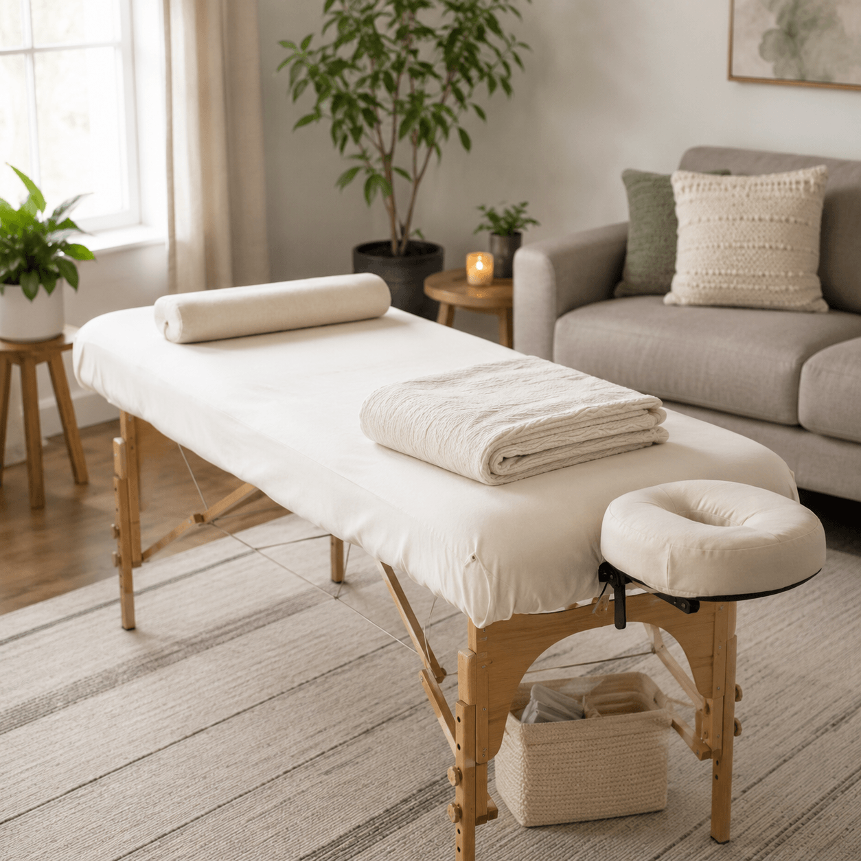 Massage table setup